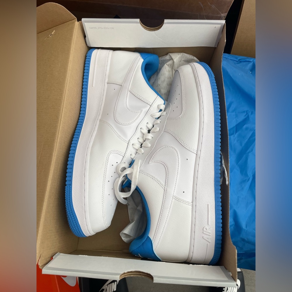 Nike Air Force 1 Men's White and Blue Air Sneakers